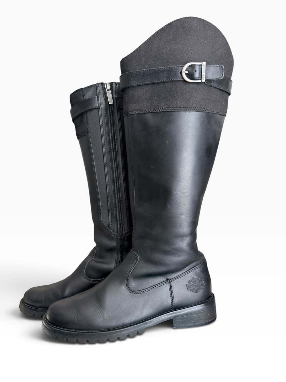 Harley-Davidson Bradner Black Leather Tall Moto Boots 8M